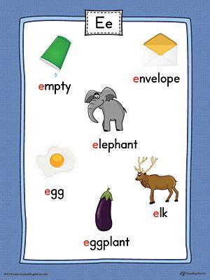 Every item on this page. Short Letter E Word List with Illustrations Printable ...