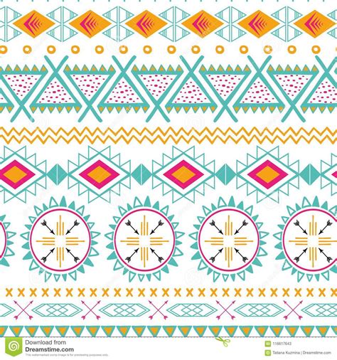 Vector Tribal Ethnic Seamless Pattern Aztec Abstract Background