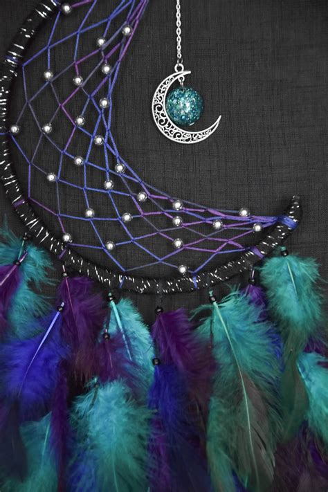 Half Moon Dream Catcher Galaxy Dream Catchers Moon Etsy