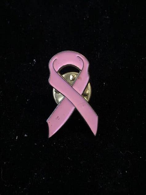 Breast Cancer Awareness Pink Ribbon Gold Color Trim Hat Or Lapel Pin