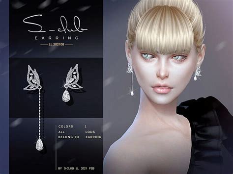 Butterfly Earrings 2021028 By S Club Ll At Tsr Sims 4 Updates