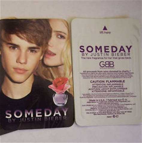 Introduced in 2011, the fragrance presents top notes of pear and sweet red berries that gently dissolve into a heart of jasmine and white flowers. Justin Bieber Someday Perfume Free Sample