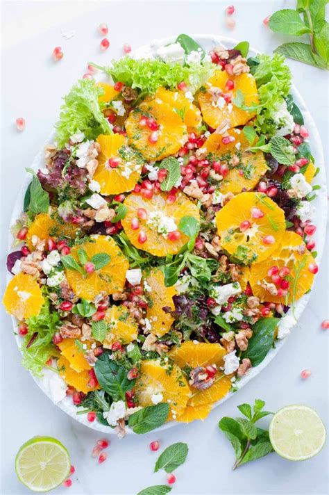 Orange Pomegranate Salad With Mint Lime Dressing Everyday Delicious