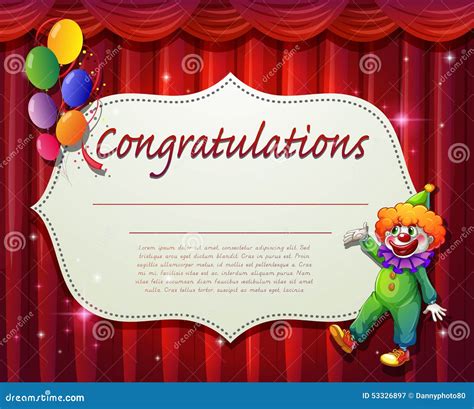 Certificate Stock Vector Illustration Of Reward Clown 53326897