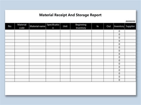 EXCEL Of Material Receipt And Storage Report Xlsx WPS Free Templates