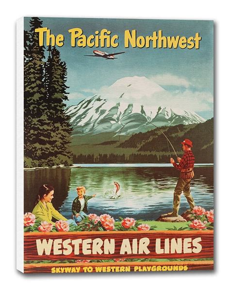 Oregon Washington Vintage Pacific Northwest Art Travel Poster Etsy