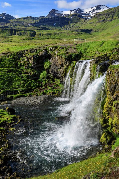 Kirkjufellsfoss Waterfall In Grundarfjordur Iceland Europe Stock