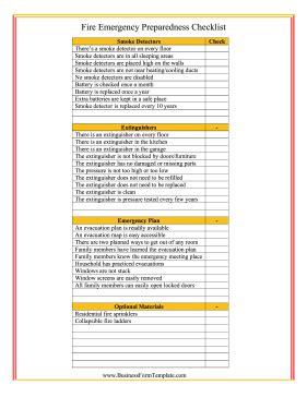 Fire extinguisher daily check list pdf : Fire Emergency Checklist Template | Fire safety checklist ...