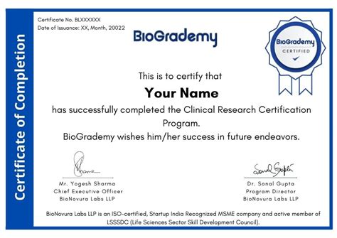 Clinical Research Certification Biogrademy