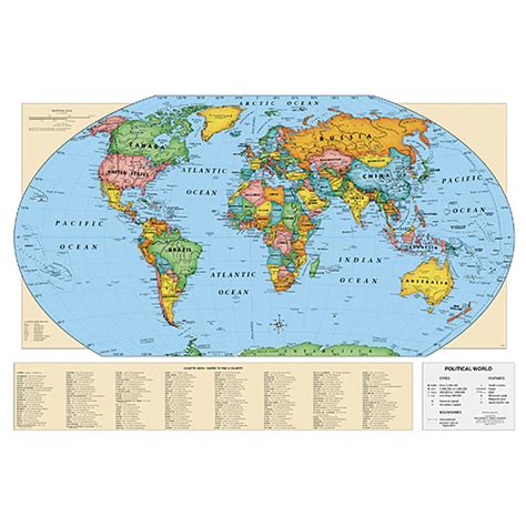 Main Item Numbers Laminated Political Poster Map World