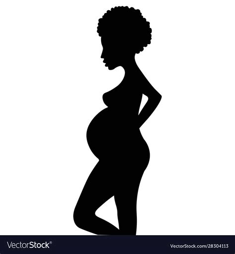 Black Silhouette Pregnant African Woman Royalty Free Vector