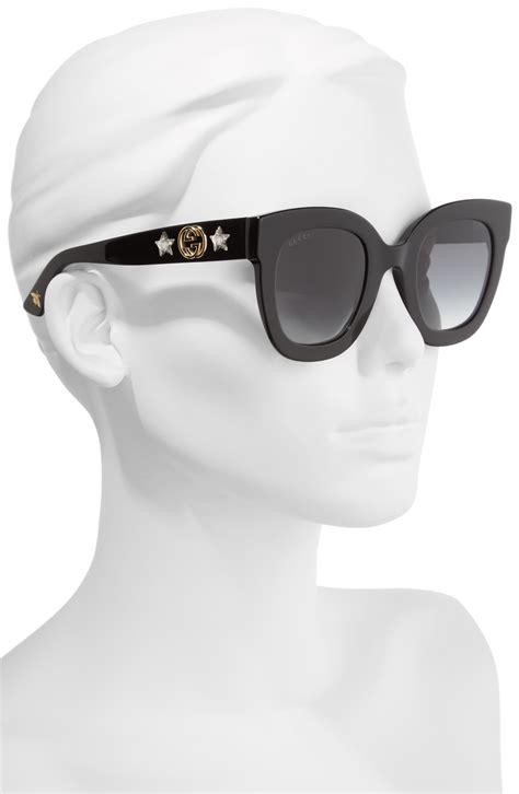 gucci rectangle acetate gg sunglasses w crystal stars black pattern modesens