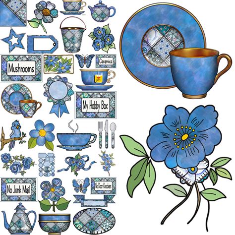 Artbyjean Paper Crafts Set A24 Blue Patchwork A Collection Of