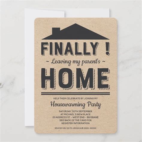 Faux Kraft Leave Parents Funny Housewarming Party Invitation Zazzle