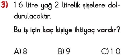 3. Sınıf Matematik Sıvıları Ölçme Testi Çöz | Türkçe Ödevim