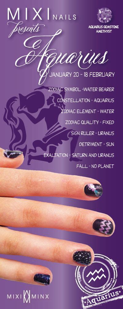 Zodiac Nails Aquarius By Mixi Minx Zodiac Nail Designs Nail Art
