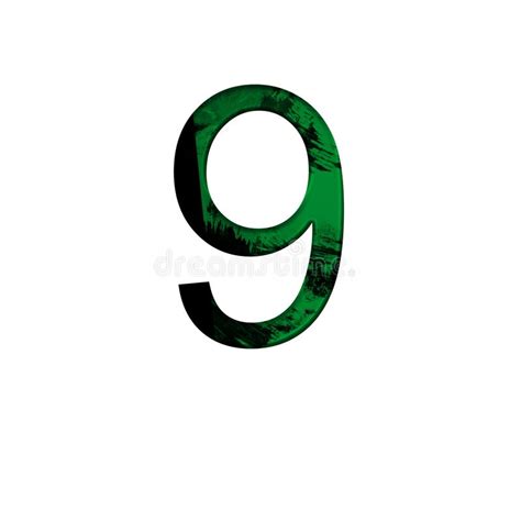 Number 9 Illustration On Isolated White Backgroundabstract Green