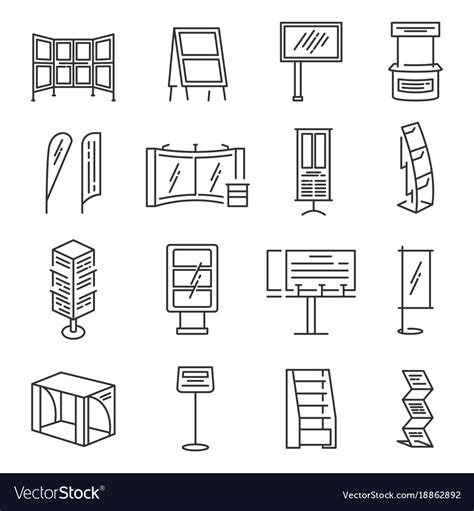 Exhibition Stand Icon Set Royalty Free Vector Image