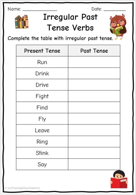 Irregular Past Tense Verbs Teaching Resources Worksheets Library