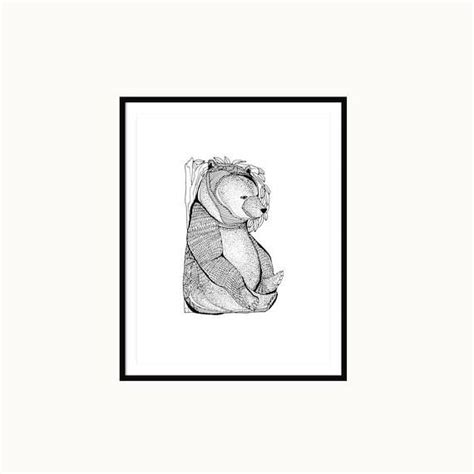Black And White Bear Animal Illustration Print Baby Bear Etsy Bear