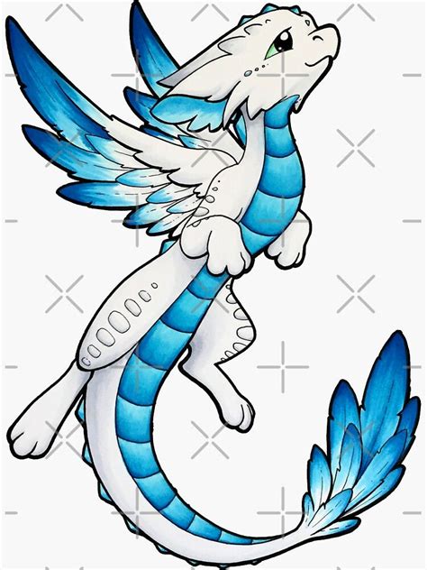 A Drawing Of A Blue And White Dragon
