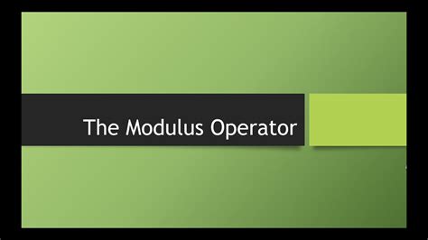 Using The Java Modulus Operator Youtube