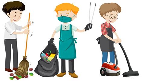 A Set Of Young Man Cleaning 299526 Vector Art At Vecteezy