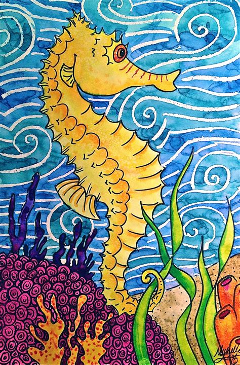 Seahorse Watercolor Painting Warm And Cool Colors Create