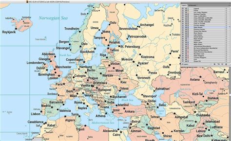 Aamericas And Europe Wall Map Major Cities