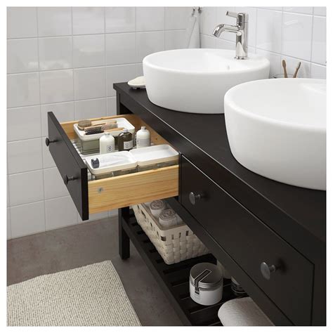 Sink cabinet with 2 drawers. HEMNES Open sink cabinet with 2 drawers - black-brown ...