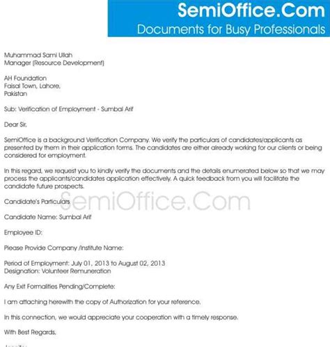 Verification of employment/verification of income process. 20 LETTER OF AUTHORIZATION FOR EMPLOYMENT VERIFICATION, OF ...