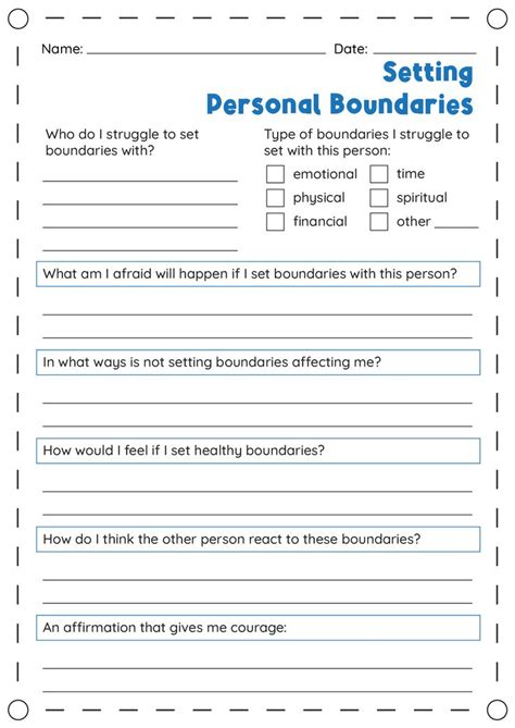 Setting Personal Boundaries Worksheets Social Work Worksheets Counseling Worksheets Counseling