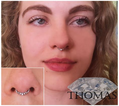 Septum Piercing With Beautiful Cz Clicker By Thomas J Ias Septo