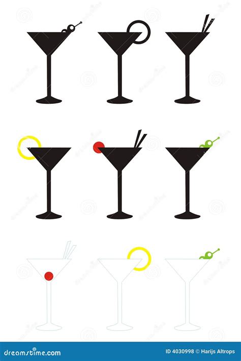 Martini Glasses Stock Vector Illustration Of Object Classic 4030998