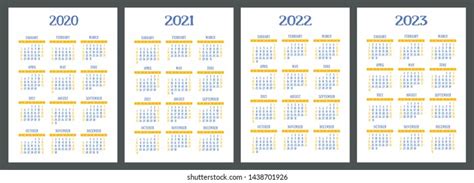 Calendar 2019 2020 2021 2022 Years Stock Vector Royalty Free