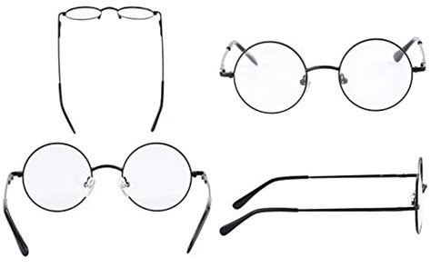 buy agstum retro round prescription metal eyeglass frame small size black at