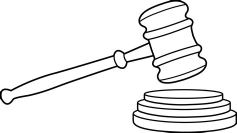 Gavel Judge Mallet Drawing Outline Justice Clipart Law Colorear Para