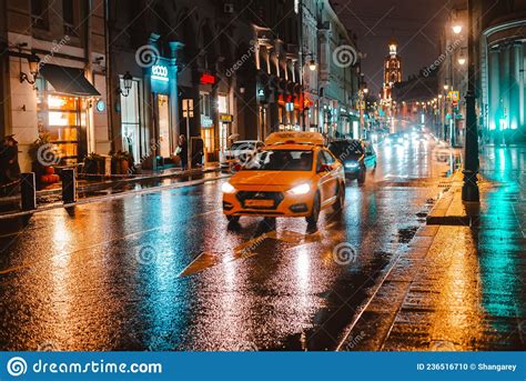 Wet Night City Street Rain Bokeh Reflection Bright Colorful Lights