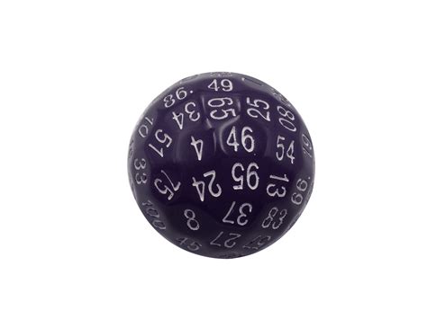 Single 100 Sided Polyhedral Dice D100 Solid Purple Color With White