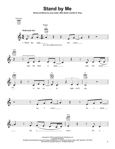 Stand By Me Sheet Music By Ben E King Ukulele
