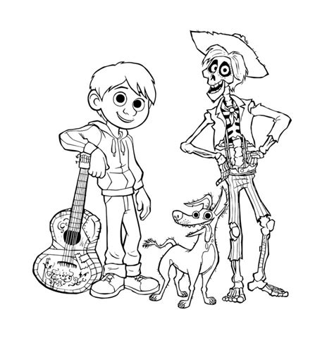 Get This Free Printable Disney Coco Coloring Pages Miguel Dante And Hector