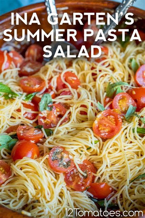 This fresh pasta salad recipe features macaroni, hardboiled eggs, mayonnaise and celery. Ina Garten's Summer Garden Pasta | Recipe | Pasta dishes ...
