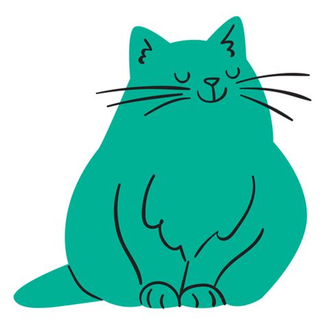 Flat Smiling Green Cat Sitting Transparent Png And Svg Vector File