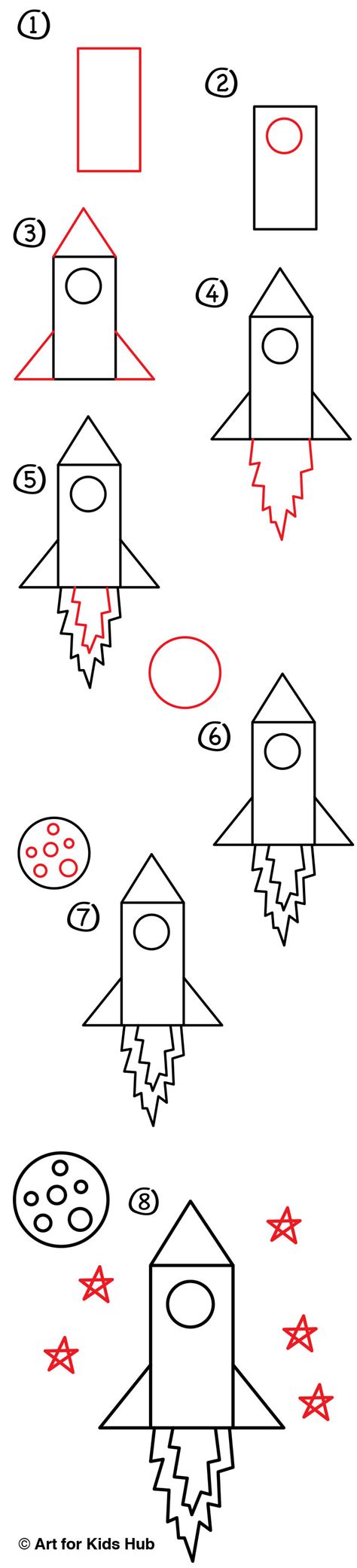 How To Draw A Rocket Young Artists Art For Kids Hub