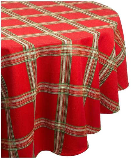 Lenox Holiday Gathering Plaid Tablecloth 70 Inch Round