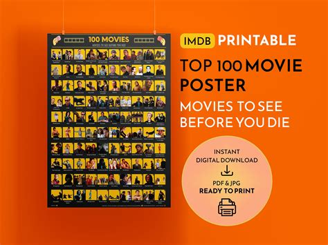 IMDB Top 100 Movies to Watch Before You Die A Unique Printable Poster