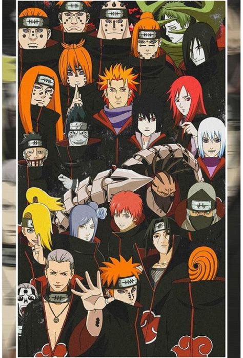 Akatsuki Members Collage Naruto Wallposter Redcloud Paper Print