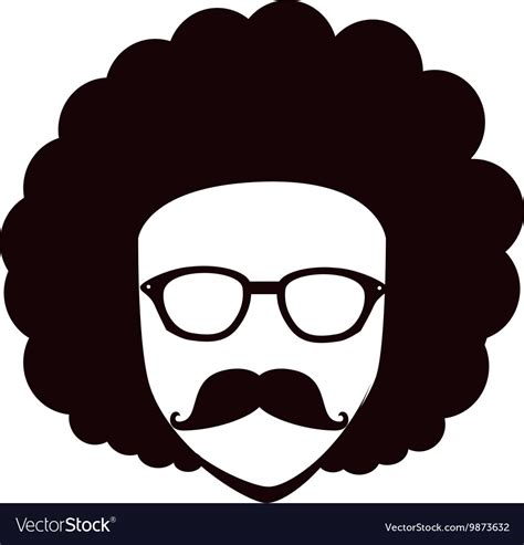Man Afro Glasses Cartoon Royalty Free Vector Image