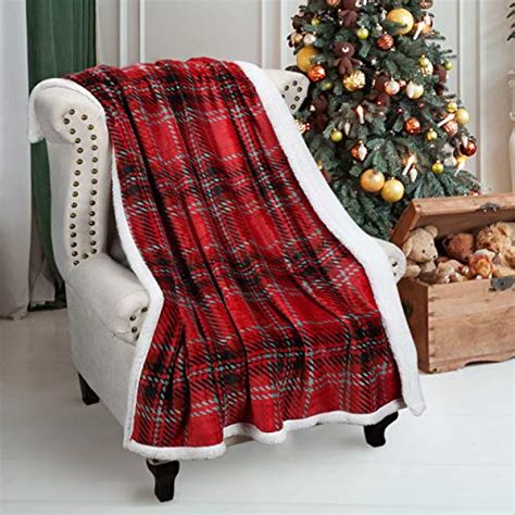 Catalonia Red Plaid Sherpa Throw Blanket Super Soft Throw For Sofa