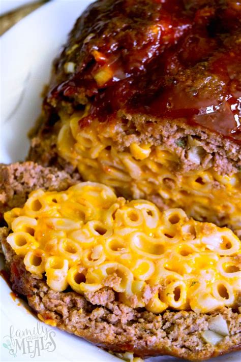 Throw in some chopped up bacon. Mac and Cheese Stuffed Meatloaf (With images) | Meatloaf ...